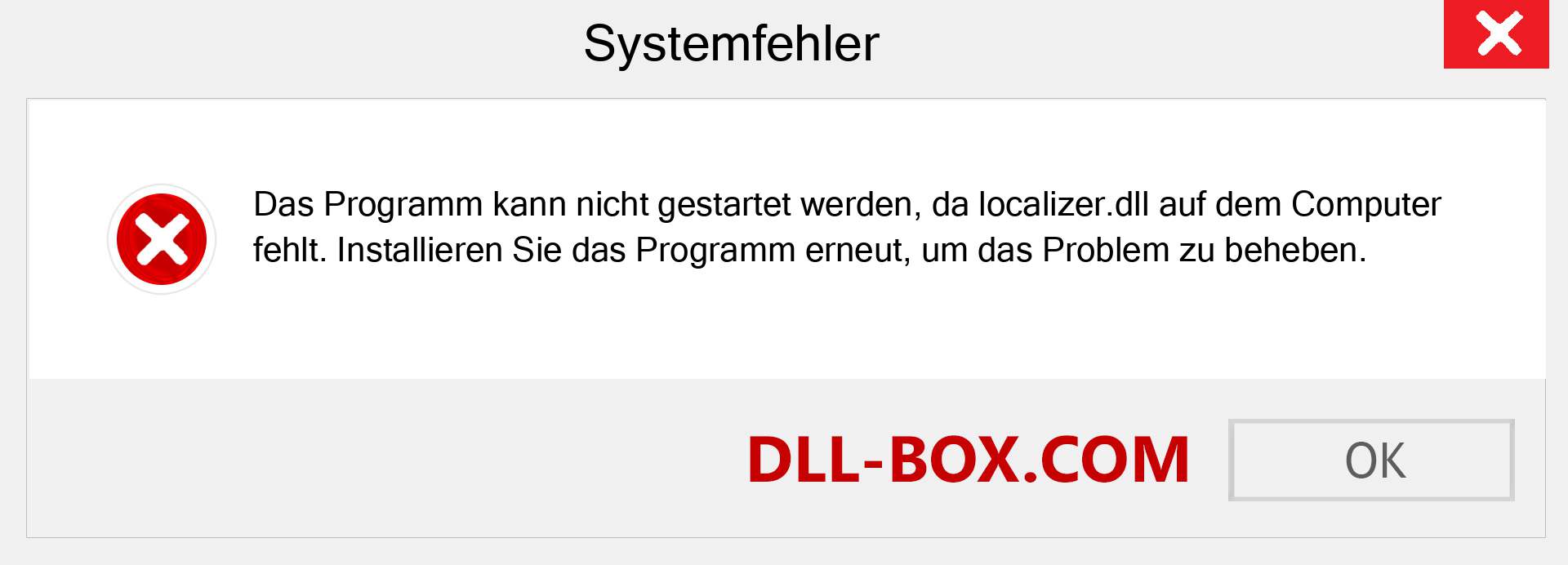 localizer.dll-Datei fehlt?. Download für Windows 7, 8, 10 - Fix localizer dll Missing Error unter Windows, Fotos, Bildern